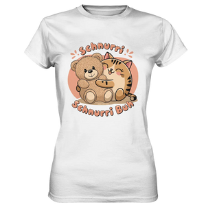Schnurri Schnurri Buh - Niedliche Katze & Teddybär - Ladies Premium Shirt Bright Lights Arts