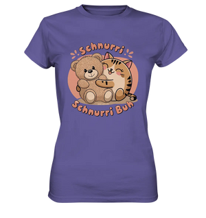 Schnurri Schnurri Buh - Niedliche Katze & Teddybär - Ladies Premium Shirt Bright Lights Arts