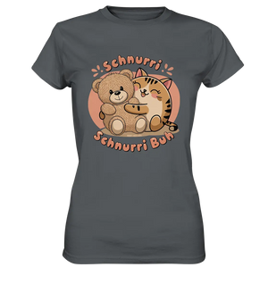 Schnurri Schnurri Buh - Niedliche Katze & Teddybär - Ladies Premium Shirt Bright Lights Arts