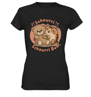 Schnurri Schnurri Buh - Niedliche Katze & Teddybär - Ladies Premium Shirt Bright Lights Arts