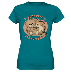 Schnurri Schnurri Buh - Niedliche Katze & Teddybär - Ladies Premium Shirt Bright Lights Arts