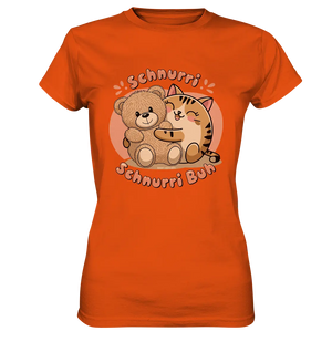 Schnurri Schnurri Buh - Niedliche Katze & Teddybär - Ladies Premium Shirt Bright Lights Arts