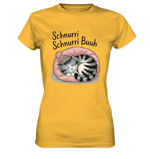 Schnurri Schnurri Buh - Schlafende Katze im rosa Bett - Ladies Premium Shirt Bright Lights Arts