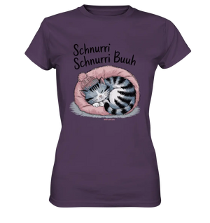 Schnurri Schnurri Buh - Schlafende Katze im rosa Bett - Ladies Premium Shirt Bright Lights Arts