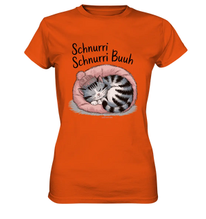 Schnurri Schnurri Buh - Schlafende Katze im rosa Bett - Ladies Premium Shirt Bright Lights Arts