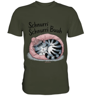 Schnurri Schnurri Buh - Schlafende Katze im rosa Bett - Premium Shirt Bright Lights Arts