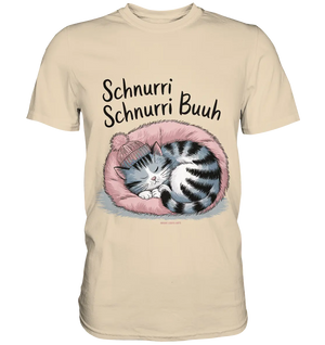Schnurri Schnurri Buh - Schlafende Katze im rosa Bett - Premium Shirt Bright Lights Arts