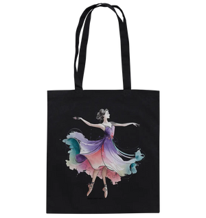 Schwebende Anmut – Tänzerin im Aquarellstil - Baumwolltasche Bright Lights Arts