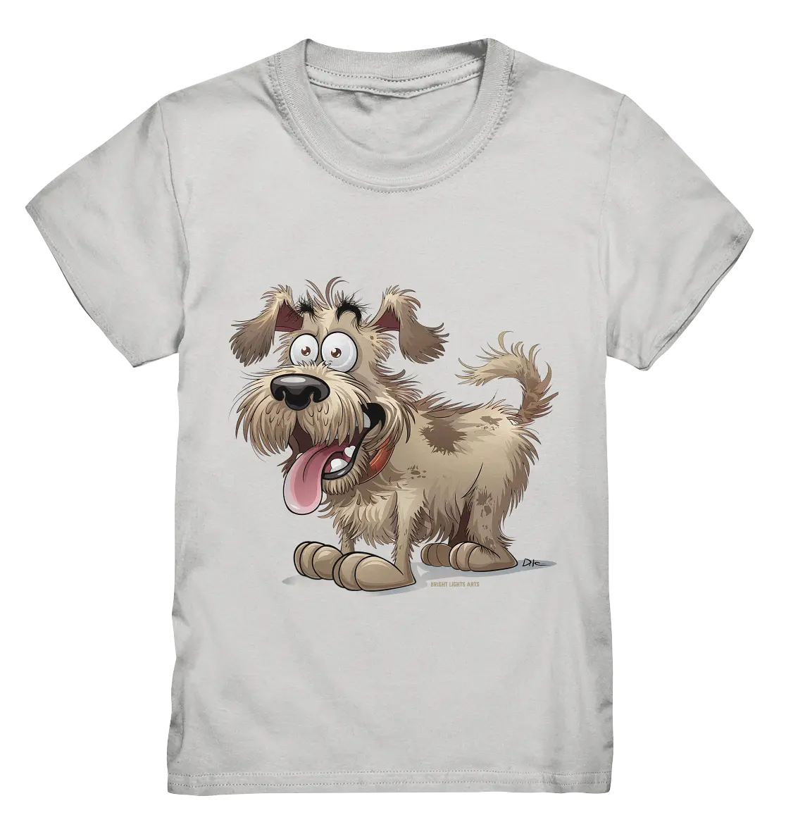 Shaggy Dog Surprise – Ausdrucksstarke & fröhliche Hundeillustration - Kids Premium Shirt Bright Lights Arts