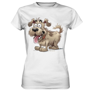 Shaggy Dog Surprise – Ausdrucksstarke & fröhliche Hundeillustration - Ladies Premium Shirt Bright Lights Arts
