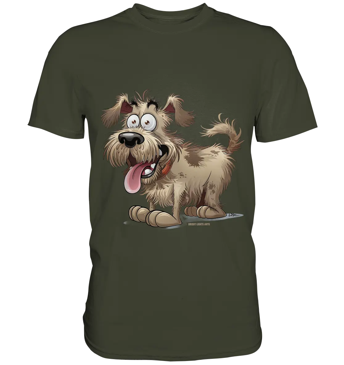 Shaggy Dog Surprise – Ausdrucksstarke & fröhliche Hundeillustration - Premium Shirt Bright Lights Arts
