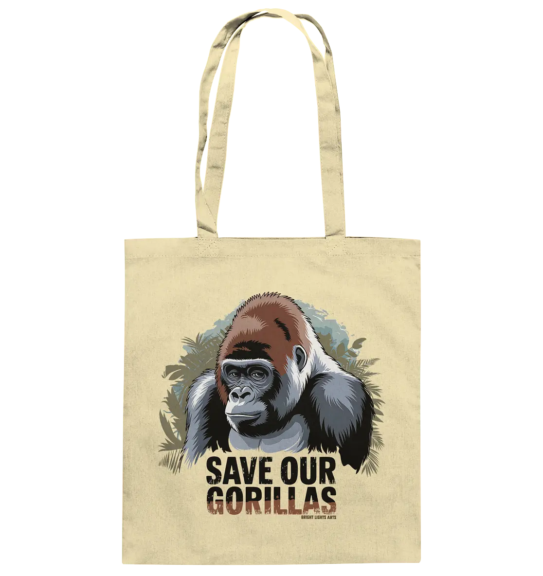 Starker Gorilla – Für den Schutz der Natur - Baumwolltasche Bright Lights Arts