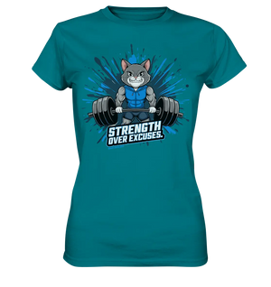 Strength Over Excuses - Fitness & Katzenpower - Ladies Premium Shirt Bright Lights Arts