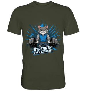 Strength Over Excuses - Fitness & Katzenpower - Premium Shirt Bright Lights Arts
