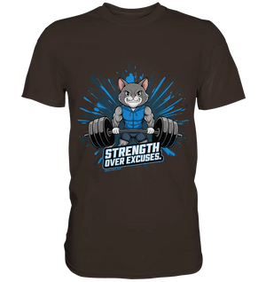 Strength Over Excuses - Fitness & Katzenpower - Premium Shirt Bright Lights Arts