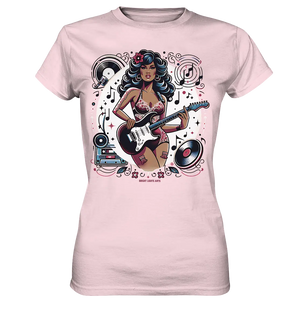 Swinging 60s Gitarristin mit Retro-Vibes - Ladies Premium Shirt Bright Lights Arts