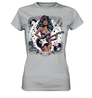 Swinging 60s Gitarristin mit Retro-Vibes - Ladies Premium Shirt Bright Lights Arts
