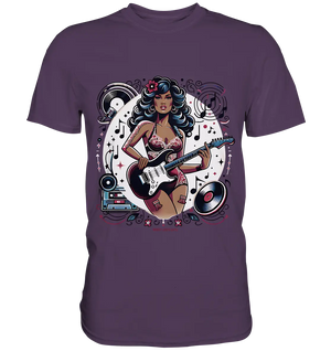 Swinging 60s Gitarristin mit Retro-Vibes - Premium Shirt Bright Lights Arts