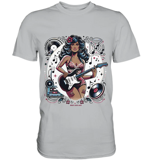Swinging 60s Gitarristin mit Retro-Vibes - Premium Shirt Bright Lights Arts
