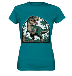 T-Rex in the Jungle - Ladies Premium Shirt Bright Lights Arts