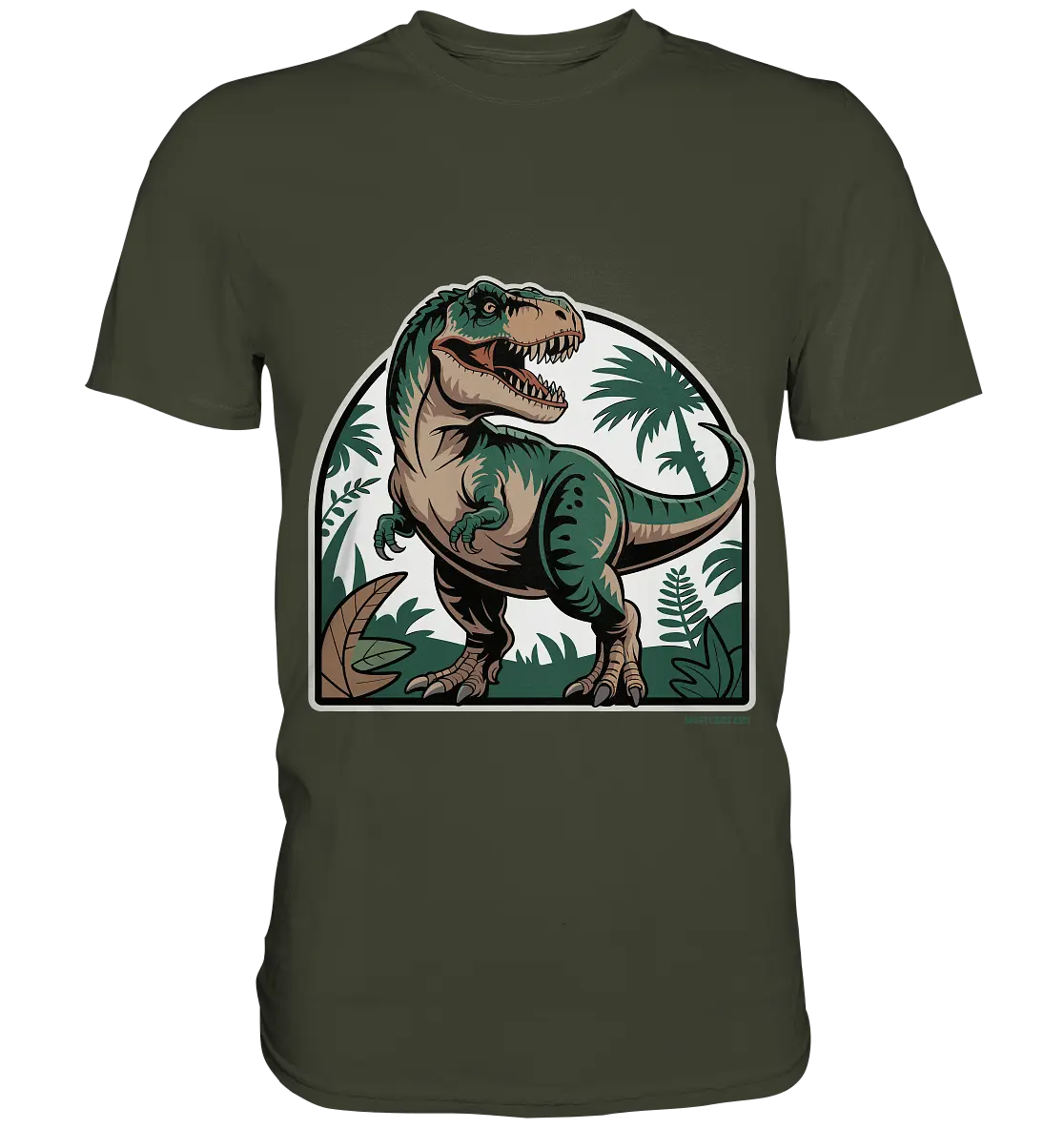 T-Rex in the Jungle - Premium Shirt Bright Lights Arts