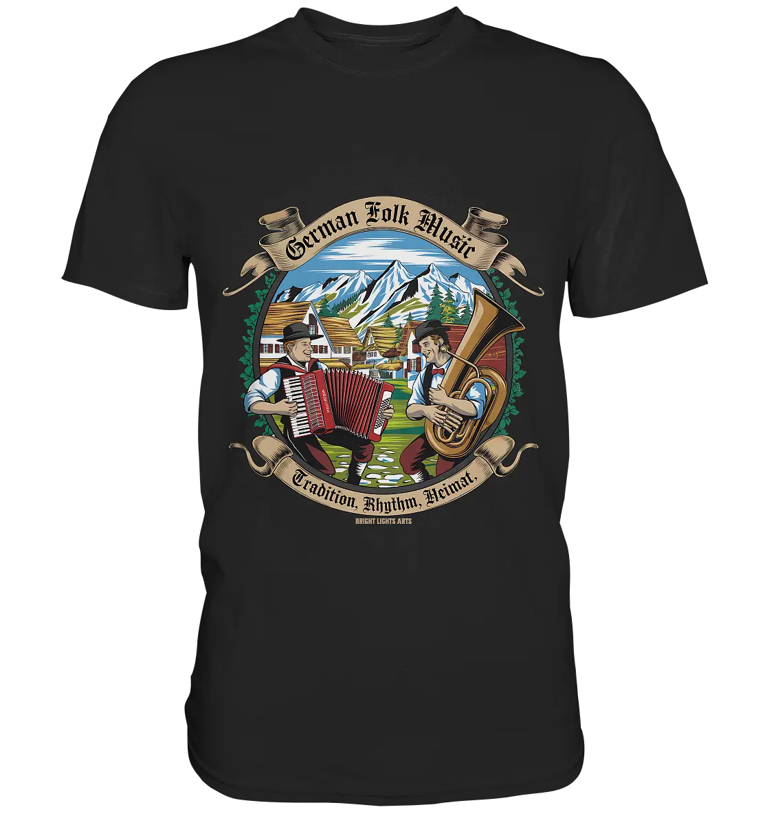 Traditionelle Klänge – Musikanten in den Alpen - Premium Shirt Bright Lights Arts