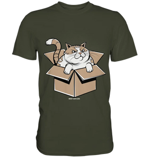 Verärgerter Kater in Kartonschachtel - Premium Shirt Bright Lights Arts