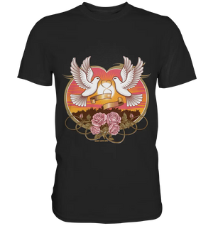 Wahre Liebe - Tauben und Rosen Symbol der Romantik - Premium Shirt Bright Lights Arts