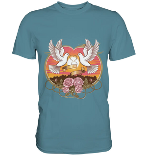 Wahre Liebe - Tauben und Rosen Symbol der Romantik - Premium Shirt Bright Lights Arts