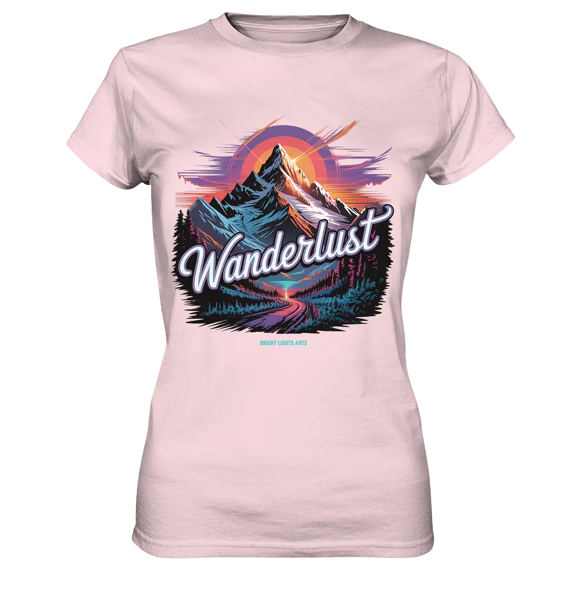 Wanderlust Mountain Adventure - Ladies Premium Shirt Bright Lights Arts