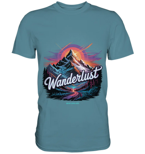 Wanderlust Mountain Adventure - Premium Shirt Bright Lights Arts