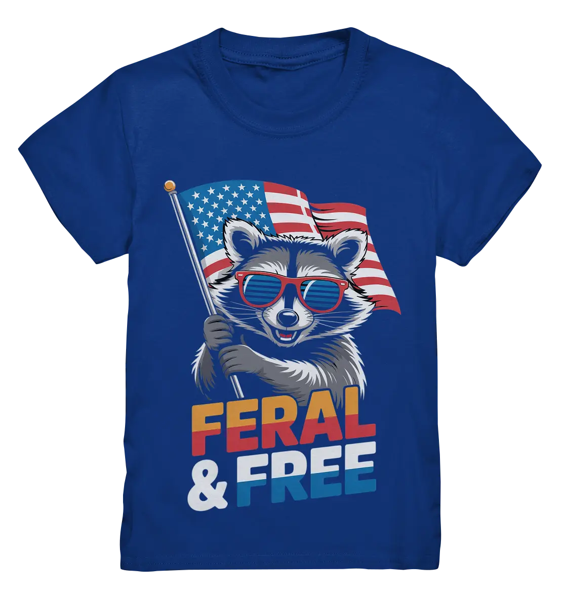 Waschbär im Freiheits-Stil ???? | Feral & Free - Kids Premium Shirt Bright Lights Arts