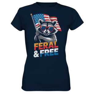 Waschbär im Freiheits-Stil ???? | Feral & Free - Ladies Premium Shirt Bright Lights Arts