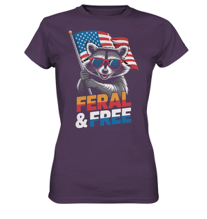 Waschbär im Freiheits-Stil ???? | Feral & Free - Ladies Premium Shirt Bright Lights Arts