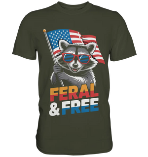 Waschbär im Freiheits-Stil ???? | Feral & Free - Premium Shirt Bright Lights Arts