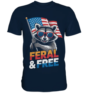 Waschbär im Freiheits-Stil ???? | Feral & Free - Premium Shirt Bright Lights Arts