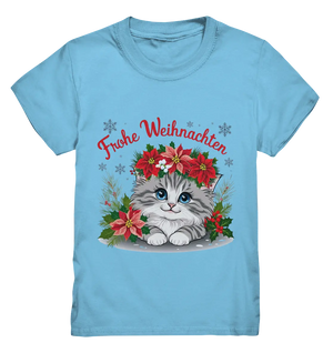 Weihnachtliches Kätzchen mit Poinsettien-Krone - Kids Premium Shirt Bright Lights Arts