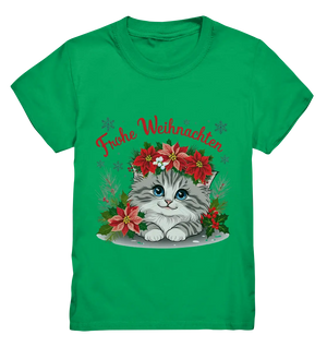 Weihnachtliches Kätzchen mit Poinsettien-Krone - Kids Premium Shirt Bright Lights Arts