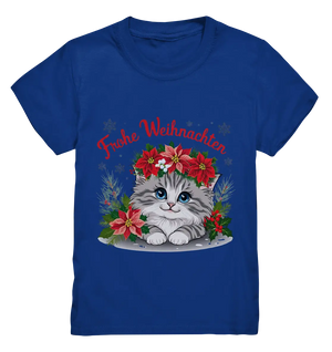 Weihnachtliches Kätzchen mit Poinsettien-Krone - Kids Premium Shirt Bright Lights Arts