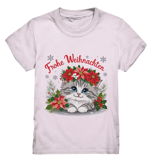 Weihnachtliches Kätzchen mit Poinsettien-Krone - Kids Premium Shirt Bright Lights Arts