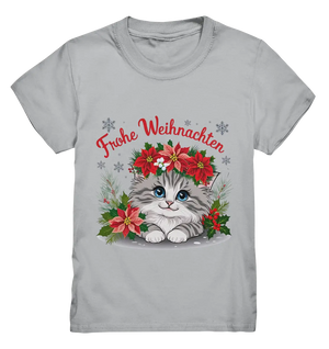 Weihnachtliches Kätzchen mit Poinsettien-Krone - Kids Premium Shirt Bright Lights Arts