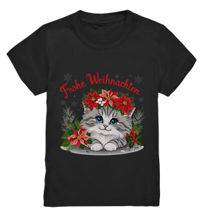 Weihnachtliches Kätzchen mit Poinsettien-Krone - Kids Premium Shirt Bright Lights Arts