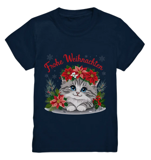 Weihnachtliches Kätzchen mit Poinsettien-Krone - Kids Premium Shirt Bright Lights Arts