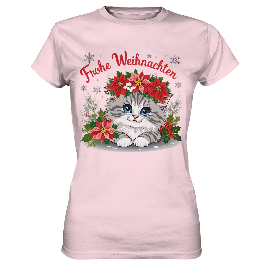 Weihnachtliches Kätzchen mit Poinsettien-Krone - Ladies Premium Shirt Bright Lights Arts