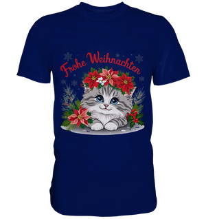 Weihnachtliches Kätzchen mit Poinsettien-Krone - Premium Shirt Bright Lights Arts