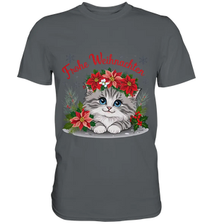 Weihnachtliches Kätzchen mit Poinsettien-Krone - Premium Shirt Bright Lights Arts