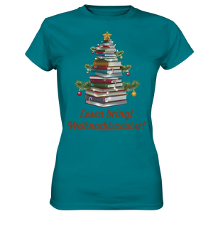 Weihnachtsbaum aus Büchern – Magischer Lesezauber - Ladies Premium Shirt Bright Lights Arts
