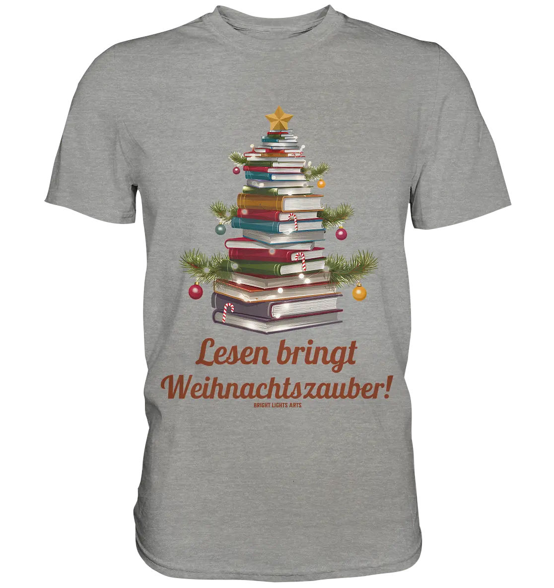 Weihnachtsbaum aus Büchern – Magischer Lesezauber - Premium Shirt Bright Lights Arts