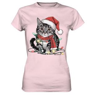 Weihnachtskätzchen im Lichterketten-Wirrwarr - Ladies Premium Shirt Bright Lights Arts