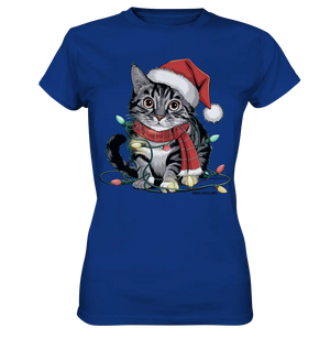 Weihnachtskätzchen im Lichterketten-Wirrwarr - Ladies Premium Shirt Bright Lights Arts